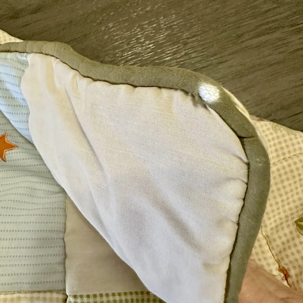 VTG Baby Quilt Crib Blanket Zoo Giraffe Zebra Turtle Jungle Comforter Gingham